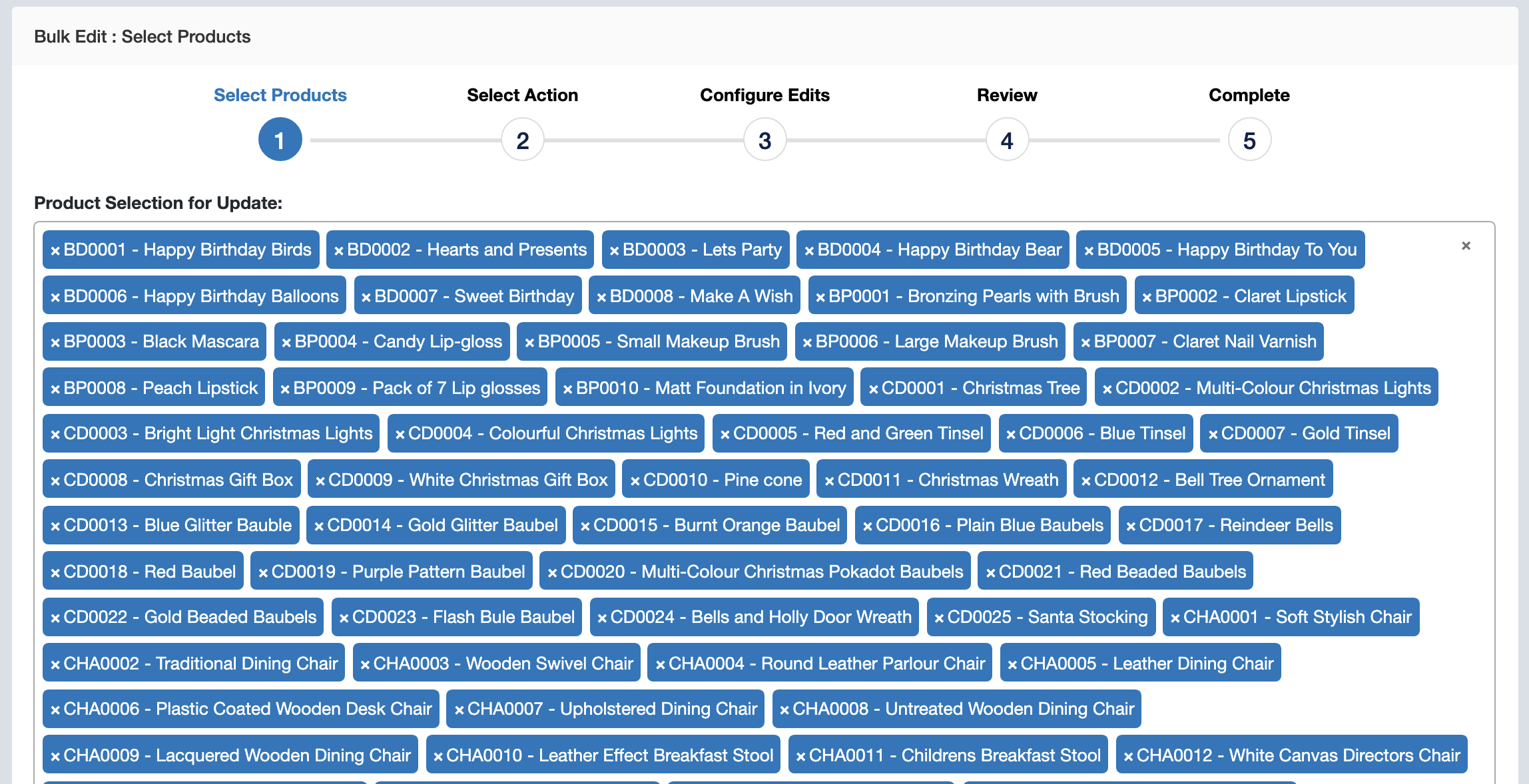 4.7 Bulk Edit : Batch updates of product data