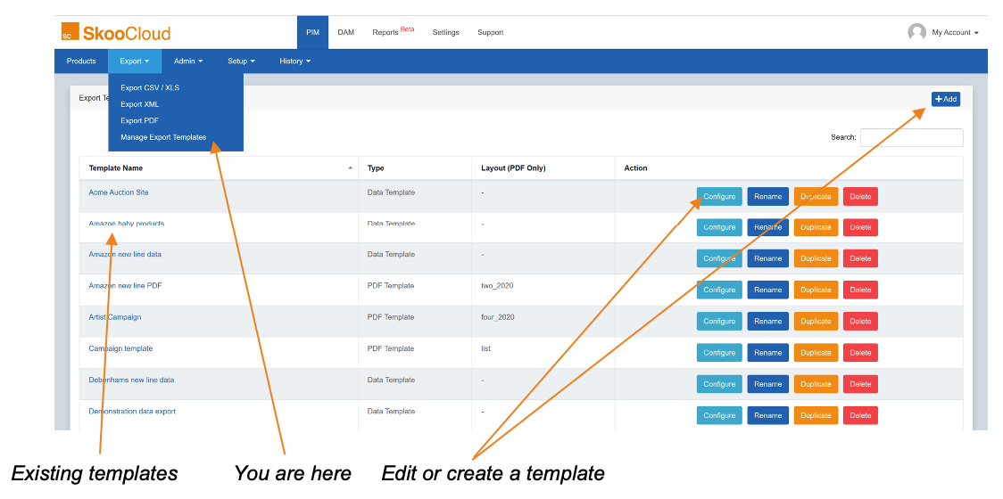 4.3 Export: How to use Templates